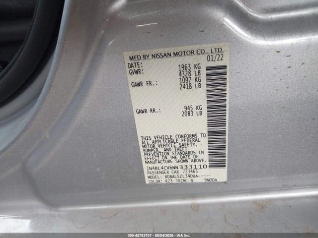 2022 NISSAN ALTIMA SR FWD 9