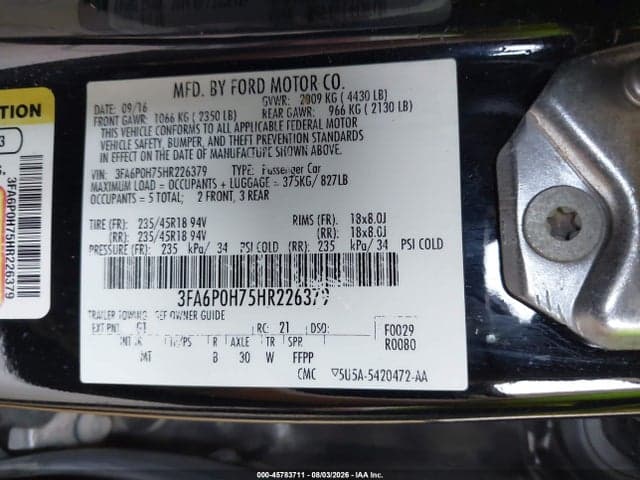2017 FORD FUSION SE 9