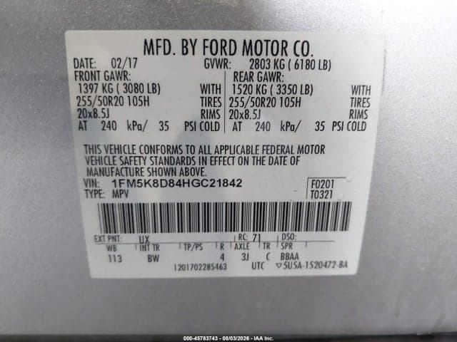 2017 FORD EXPLORER XLT 9