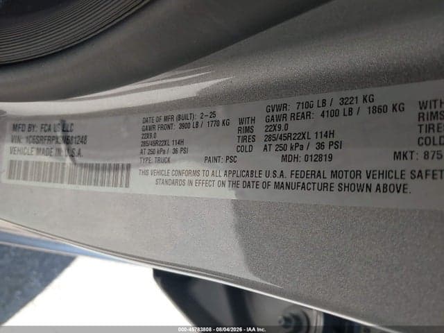 2025 RAM 1500 LARAMIE 4X4 6'4 BOX 9