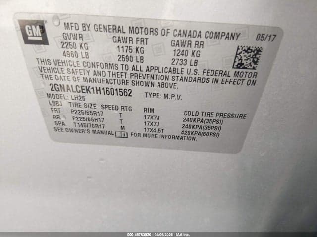 2017 CHEVROLET EQUINOX LT 9