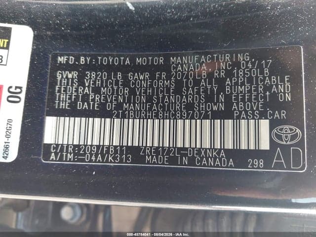 2017 TOYOTA COROLLA LE 9