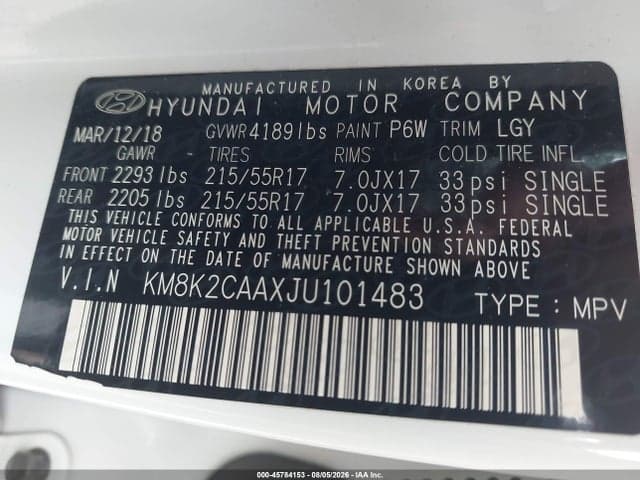 2018 HYUNDAI KONA SEL 9