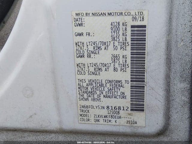 2018 NISSAN NV CARGO NV2500 HD S V6 9