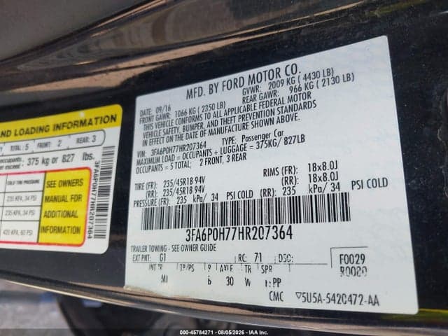 2017 FORD FUSION SE 9