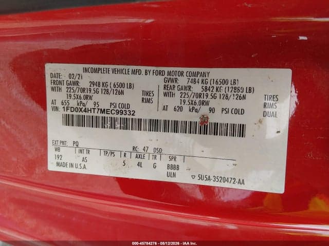 2021 FORD F-450 CHASSIS XL 8