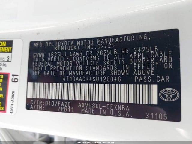 2025 TOYOTA CAMRY LE 9
