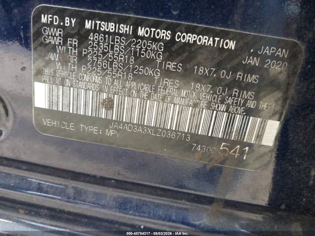 2020 MITSUBISHI OUTLANDER LE 2.4/SE 2.4/SEL 2.4/SP 2.4 9