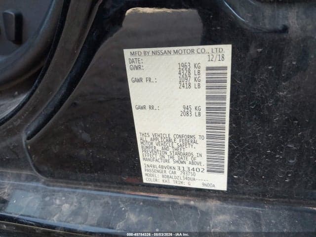 2019 NISSAN ALTIMA 2.5 S 9