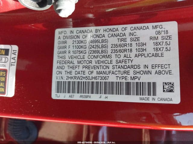 2018 HONDA CR-V EX 9