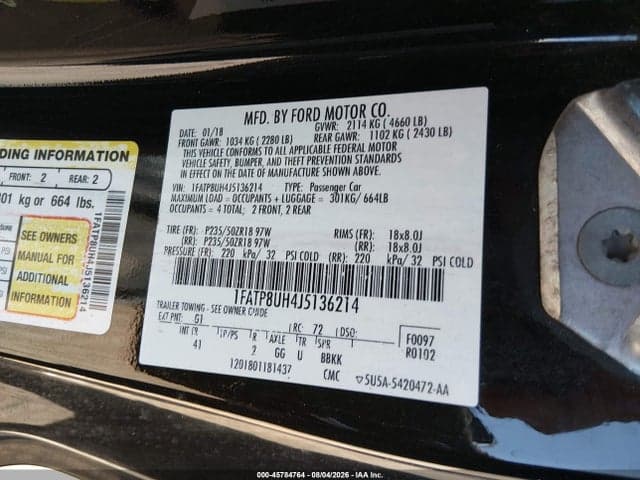 2018 FORD MUSTANG ECOBOOST PREMIUM 9