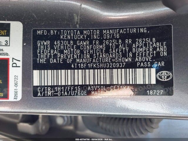 2017 TOYOTA CAMRY SE 9