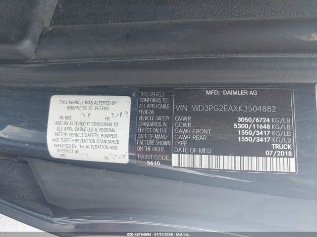 2019 MERCEDES-BENZ METRIS 9