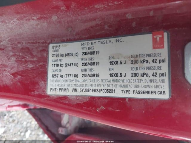 2018 TESLA MODEL 3 LONG RANGE/MID RANGE 9