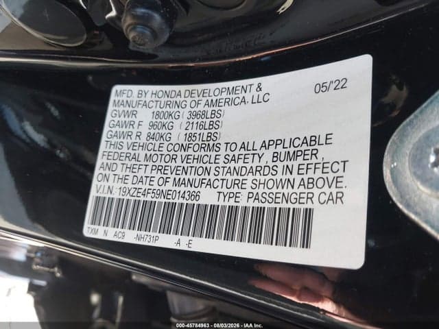 2022 HONDA INSIGHT EX 9