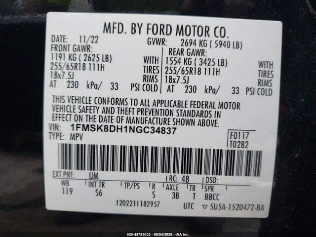 2022 FORD EXPLORER XLT 9