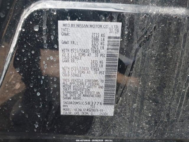 2020 NISSAN PATHFINDER PLATINUM 4WD 9