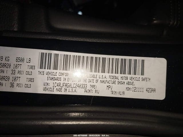 2020 JEEP GRAND CHEROKEE ALTITUDE 4X4 9