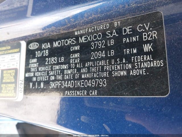 2019 KIA FORTE S 9