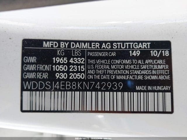 2019 MERCEDES-BENZ CLA 250 9