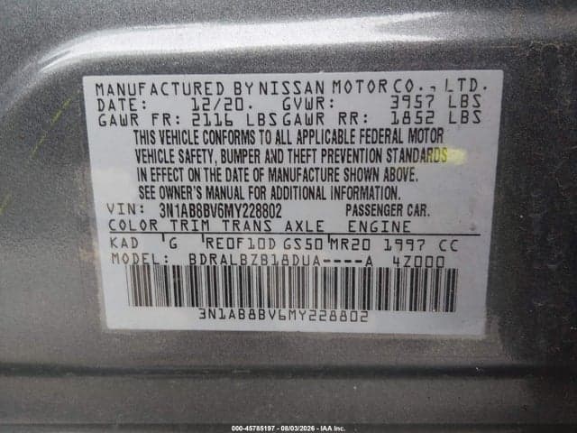 2021 NISSAN SENTRA S XTRONIC CVT 9