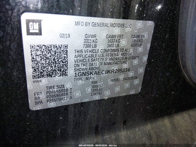 2019 CHEVROLET TAHOE LS 9
