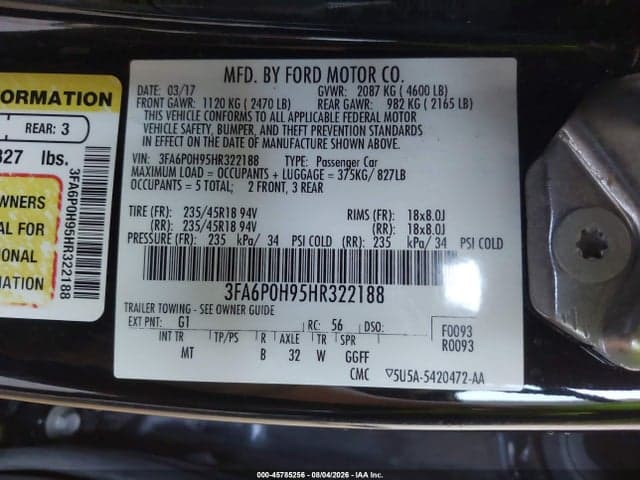2017 FORD FUSION SE 9