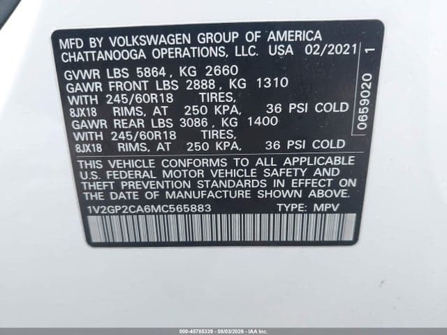 2021 VOLKSWAGEN ATLAS 2.0T S 9