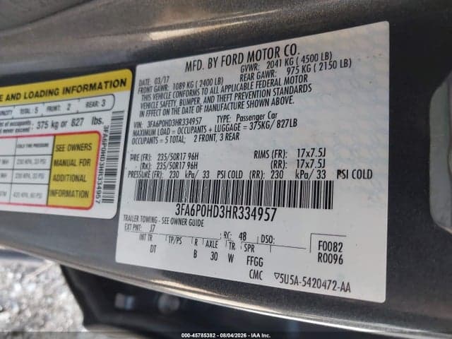 2017 FORD FUSION SE 9