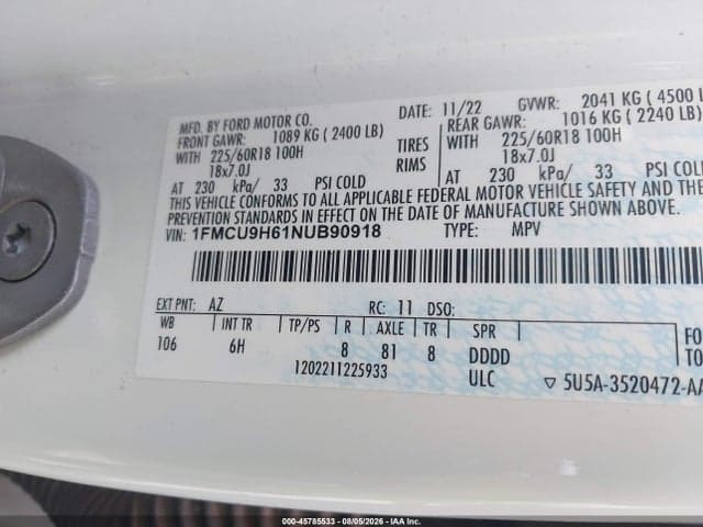 2022 FORD ESCAPE SEL 9