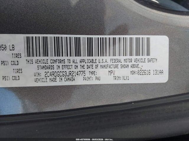 2018 DODGE GRAND CARAVAN SXT 9