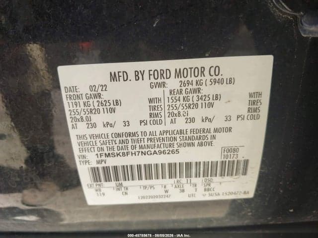 2022 FORD EXPLORER LIMITED 9