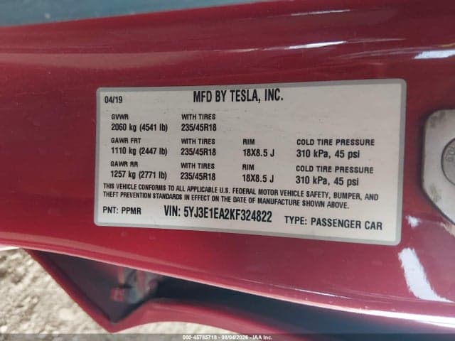 2019 TESLA MODEL 3 9