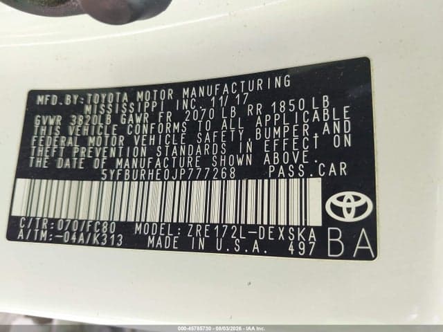 2018 TOYOTA COROLLA SE 9
