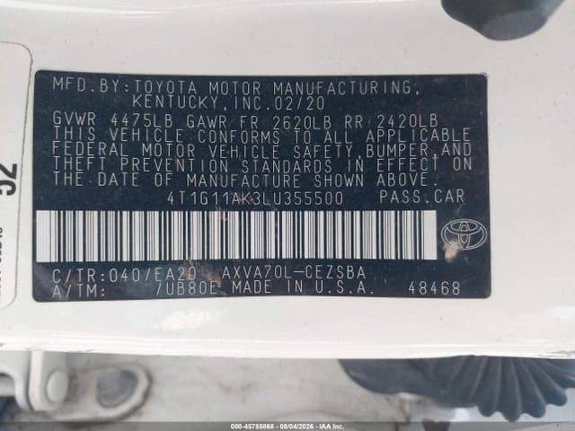 2020 TOYOTA CAMRY SE 9