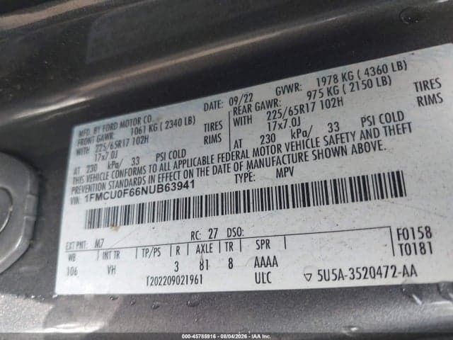 2022 FORD ESCAPE S 9