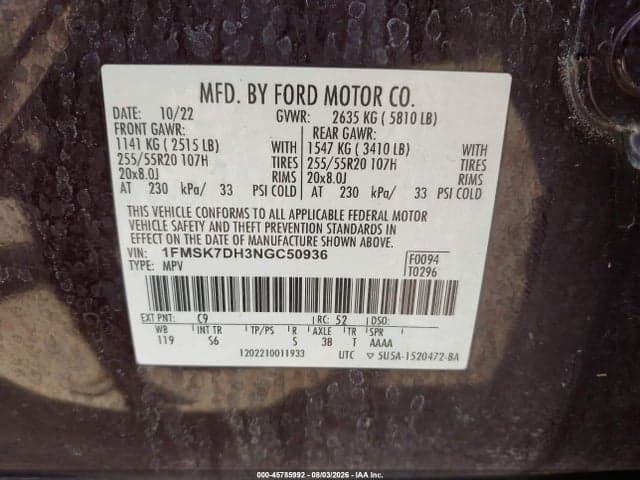 2022 FORD EXPLORER XLT 9