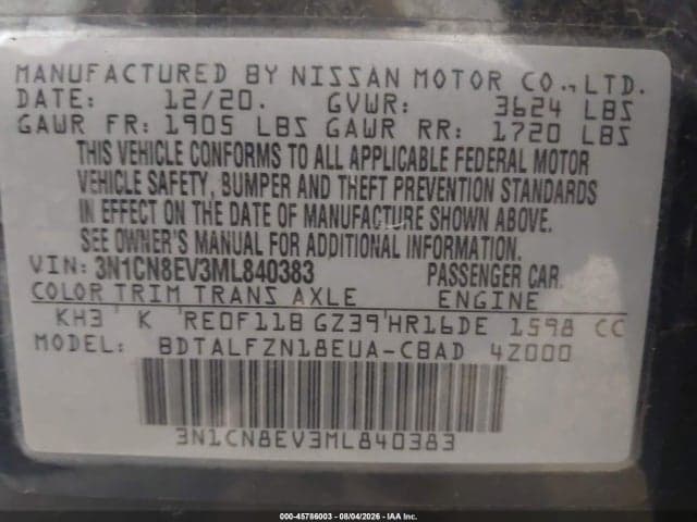2021 NISSAN VERSA SV XTRONIC CVT 9