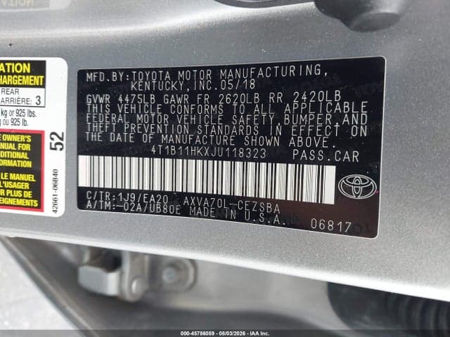 2018 TOYOTA CAMRY SE 9