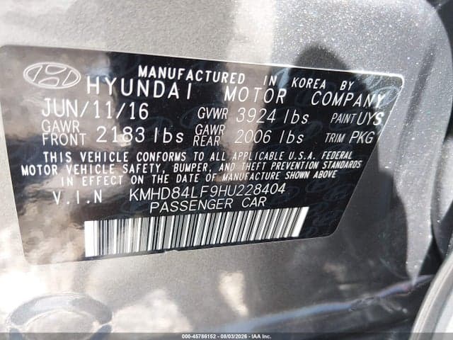 2017 HYUNDAI ELANTRA SE 9