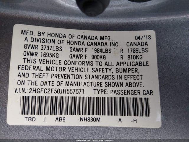 2018 HONDA CIVIC LX 9