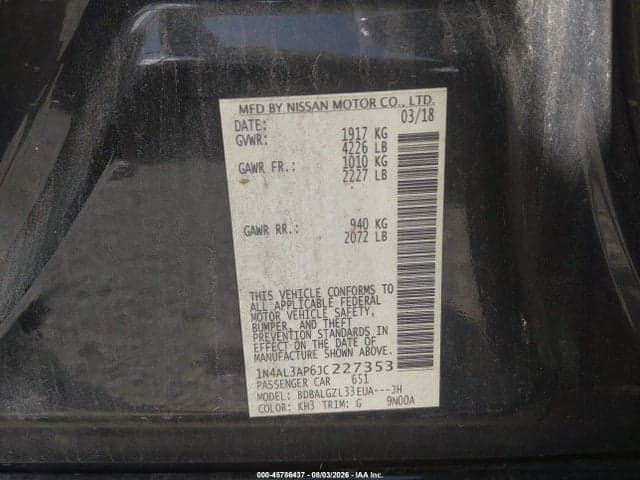 2018 NISSAN ALTIMA 2.5 S 9