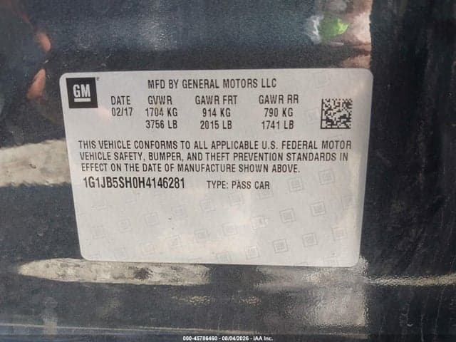 2017 CHEVROLET SONIC LS AUTO 9