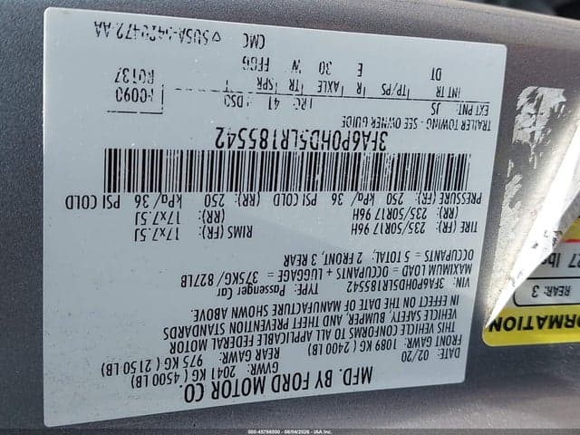 2020 FORD FUSION SE 9