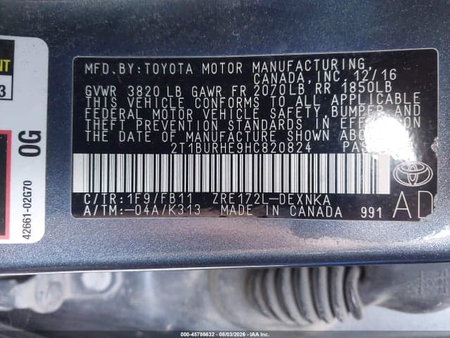 2017 TOYOTA COROLLA LE 9