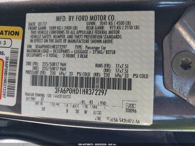 2017 FORD FUSION SE 9