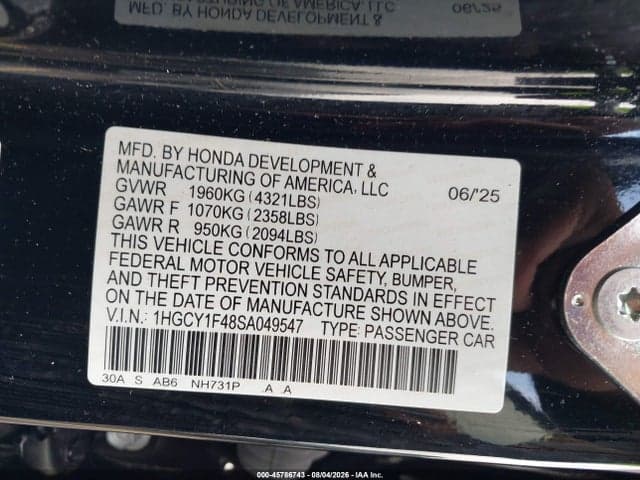 2025 HONDA ACCORD SE 9