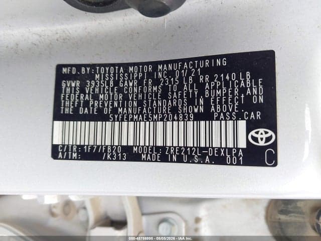 2021 TOYOTA COROLLA LE 9