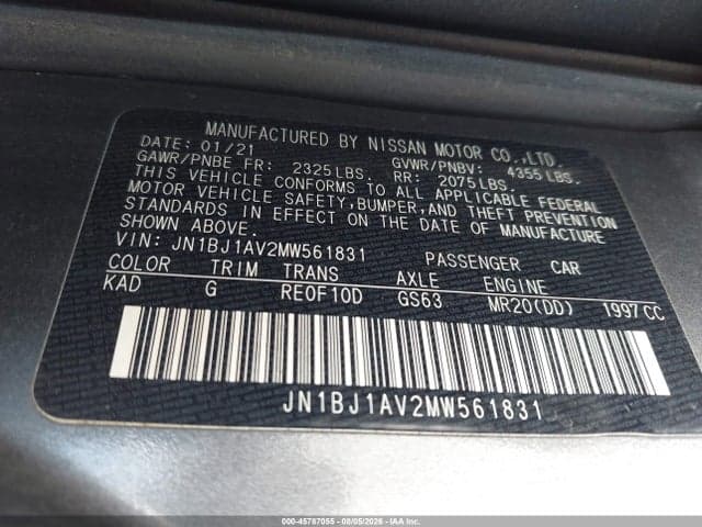 2021 NISSAN ROGUE SPORT S FWD XTRONIC CVT 9