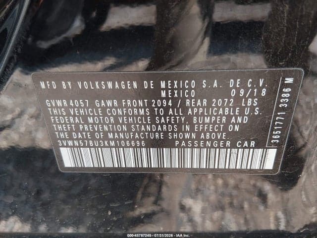 2019 VOLKSWAGEN JETTA 1.4T S 9
